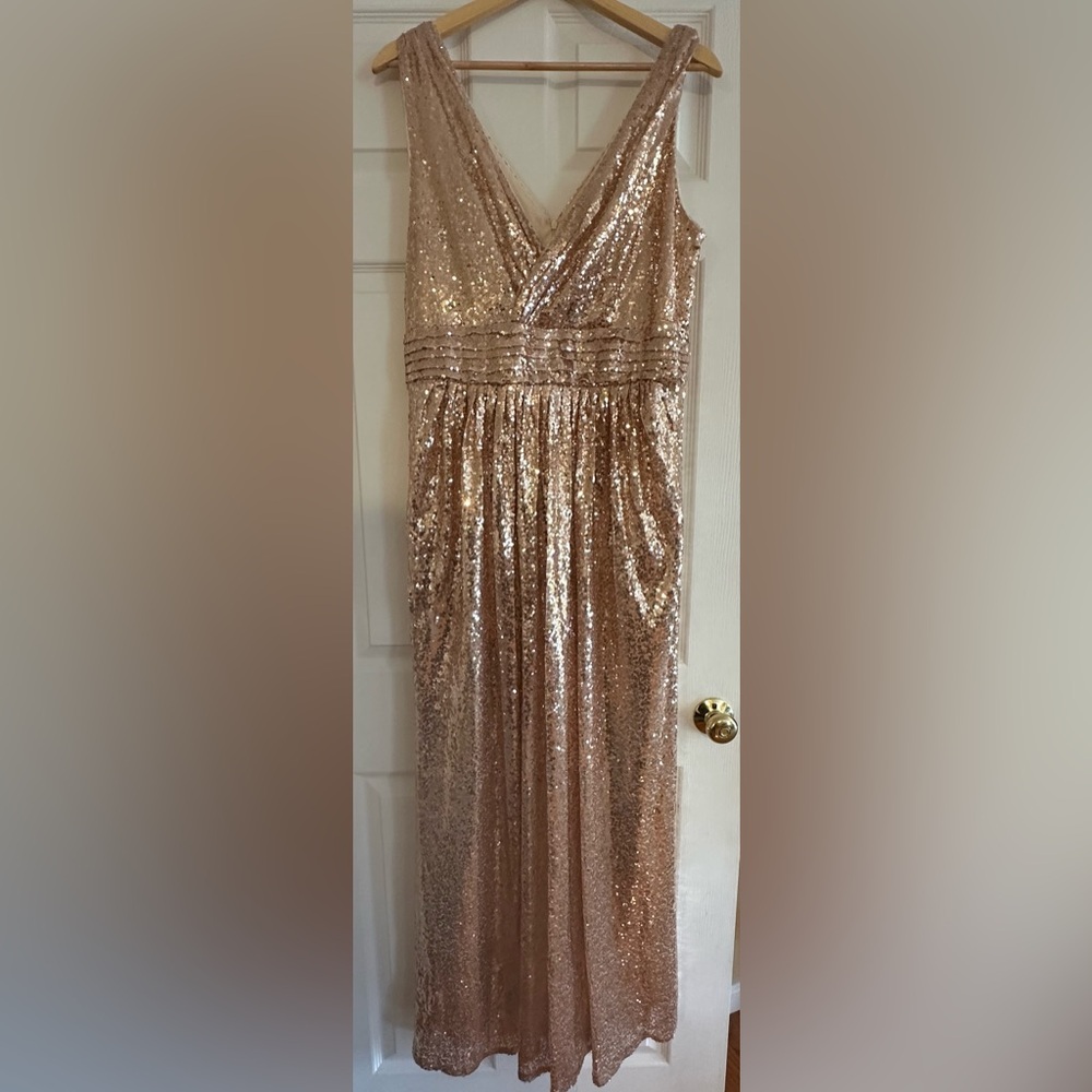 Kate Kasin Women Plus Size Dress Formal Evening Party, Rose Gold, Size 16